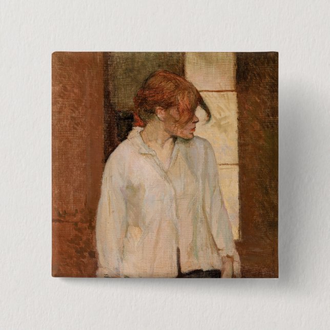 Toulouse-Lautrec - A Montrouge, Rosa La Rouge 15 Cm Square Badge (Front)