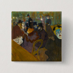 Toulouse-Lautrec - At the Rouge 15 Cm Square Badge