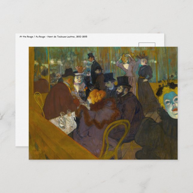 Toulouse-Lautrec - At the Rouge Postcard (Front/Back)