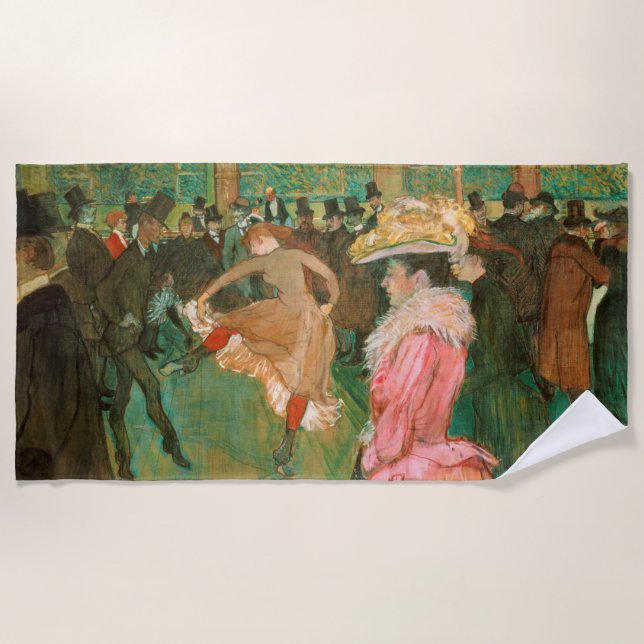 Toulouse-Lautrec - At the Rouge, The Dance Beach Towel (Front)