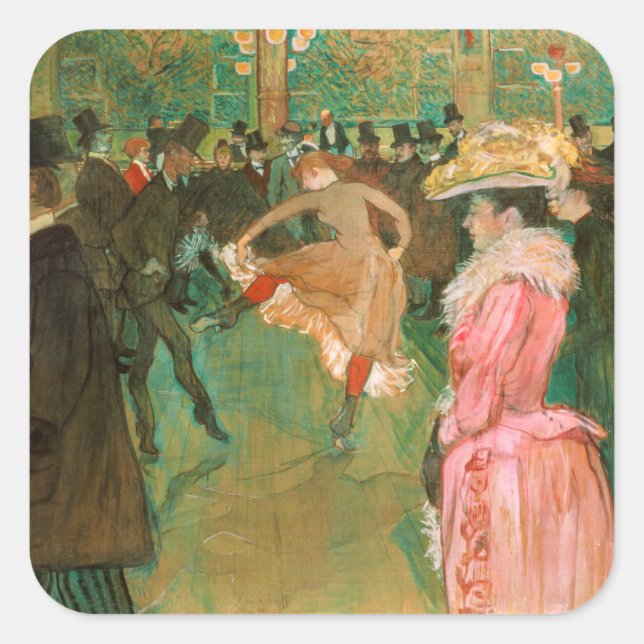 Toulouse-Lautrec - At the Rouge, The Dance Square Sticker (Front)