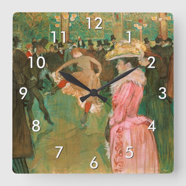 Toulouse-Lautrec - At the Rouge, The Dance Square Wall Clock (Front)