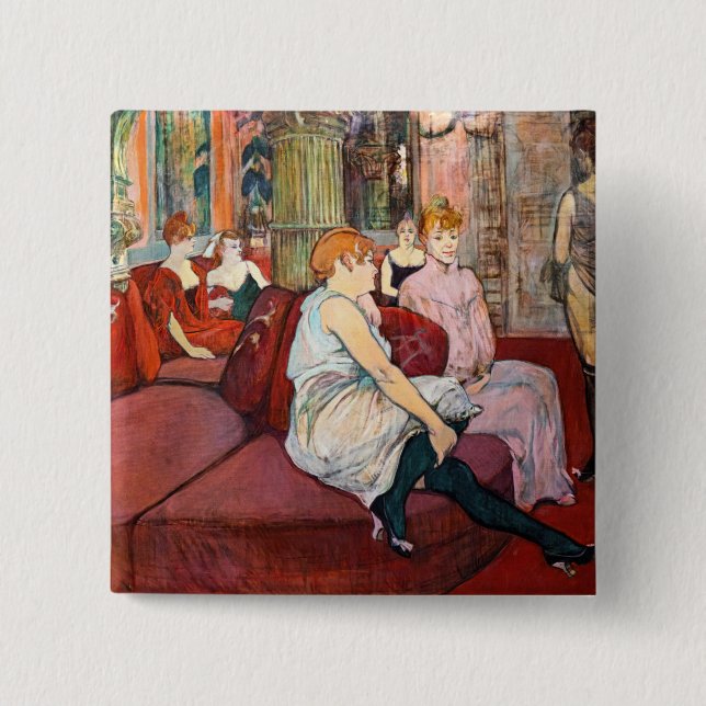 Toulouse-Lautrec - At the Salon, rue des Moulins 15 Cm Square Badge (Front)