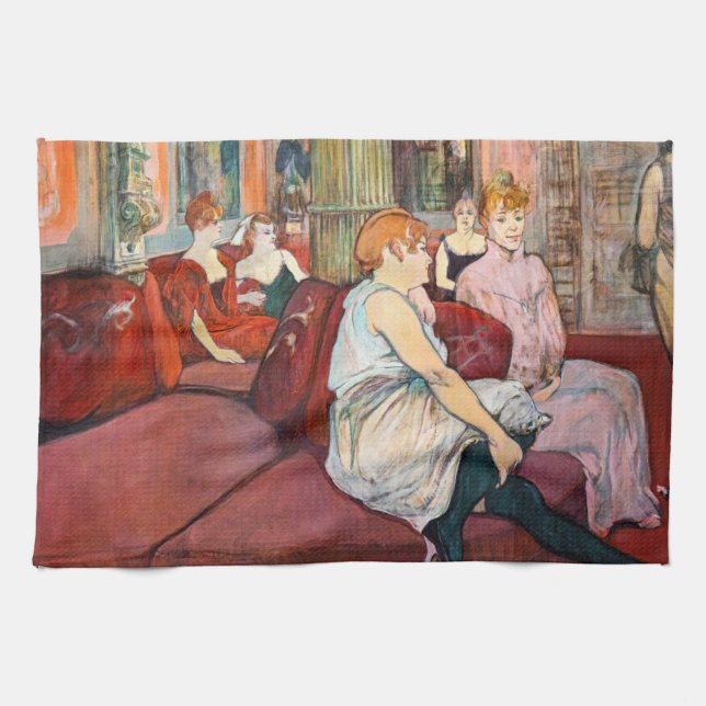 Toulouse-Lautrec - At the Salon, rue des Moulins Tea Towel (Horizontal)