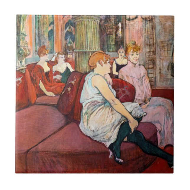 Toulouse-Lautrec - At the Salon, rue des Moulins Tile (Front)