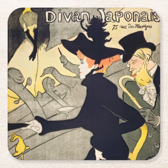 Toulouse-Lautrec - Divan Japonais Square Paper Coaster (Front)