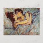 Toulouse-Lautrec In Bed The Kiss Postcard<br><div class="desc">Henri de Toulouse-Lautrec In Bed The Kiss. Oil painting on canvas 1899. Toulouse painted couples in bed throughout his career, this is one of his most charming. One of the most famous kiss paintings, In Bed The Kiss makes a great gift for fans of Henri de Toulouse-Lautrec, post-impressionism, romantic art,...</div>