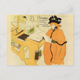 Toulouse-Lautrec - Jane Avril checking a print sam Postcard
