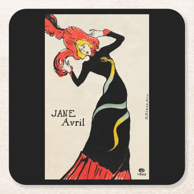 Toulouse–Lautrec Square Paper Coaster (Front)
