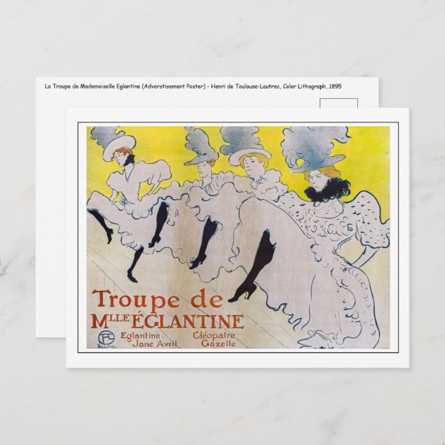 Toulouse-Lautrec - Troupe de Mlle Eglantine Postcard (Front/Back)