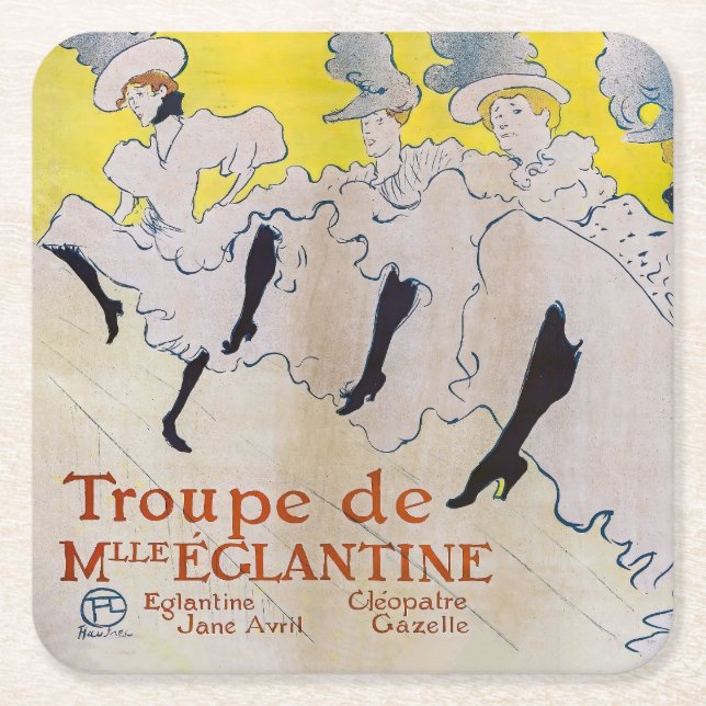 Toulouse-Lautrec - Troupe de Mlle Eglantine Square Paper Coaster (Front)