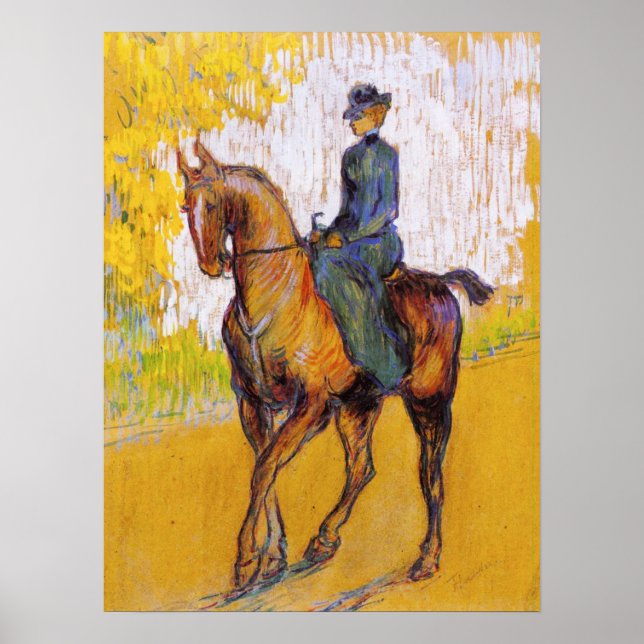 Toulouse-Lautrec Woman on Horse Poster (Front)
