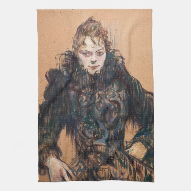 Toulouse-Lautrec - Woman with a Black Boa Tea Towel (Vertical)