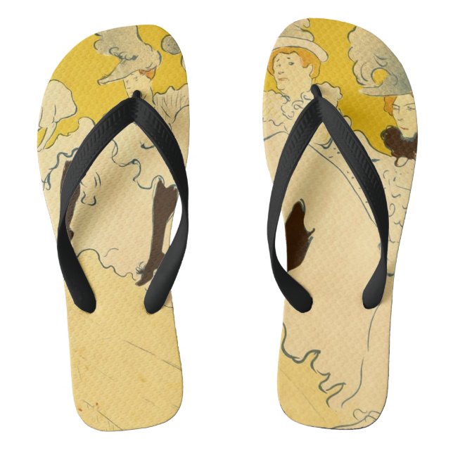 Toulouse Lautrec Yellow Dancing Girl Poster Flip Flops (Footbed)