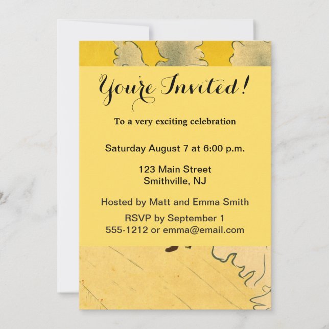 Toulouse Lautrec Yellow Dancing Girl Poster Invitation (Front)