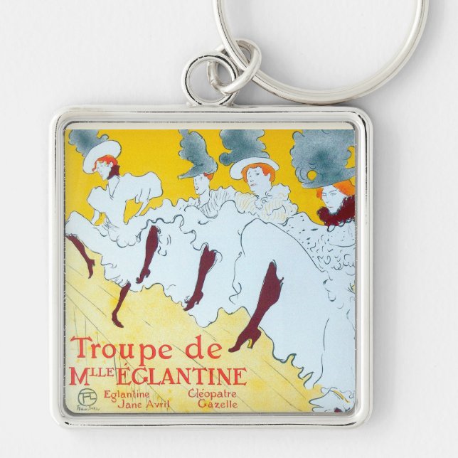 Toulouse Lautrec Yellow Dancing Girl Poster Key Ring (Front)
