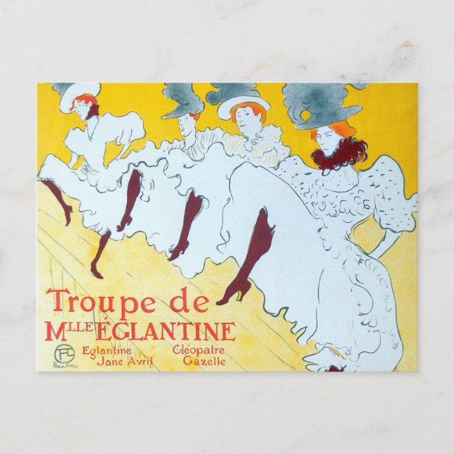 Toulouse Lautrec Yellow Dancing Girl Poster Postcard (Front)