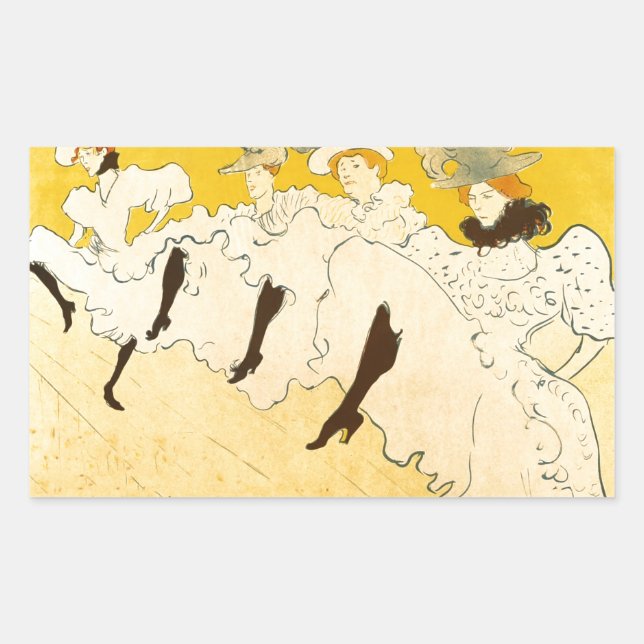 Toulouse Lautrec Yellow Dancing Girl Poster Rectangular Sticker (Front)