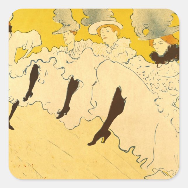 Toulouse Lautrec Yellow Dancing Girl Poster Square Sticker (Front)