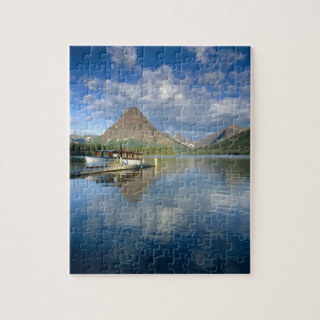 Tour Boat Docked at Two Medicine Lake in Glacier Jigsaw Puzzle (Vertical)