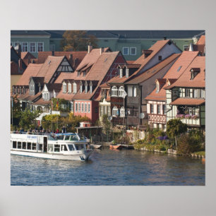 Tour boat in Little Venice and River Regnitz Poster