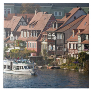 Tour boat in Little Venice and River Regnitz Tile