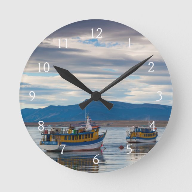 Tour boats on Seno Ultima Esperanza bay Round Clock (Front)
