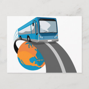tour bus coach transport world travel postcard