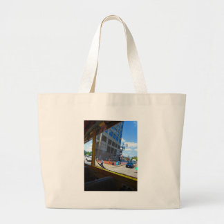 Tour Bus Window views of Boston City America USA Large Tote Bag