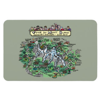 Tour du Mont Blanc cartoon map - magnet 4x6
