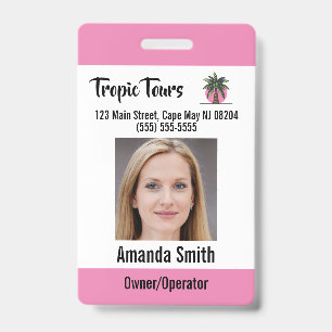 Tour Guide Photo ID Pink Badge