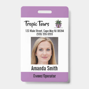 Tour Guide Photo ID Purple Badge