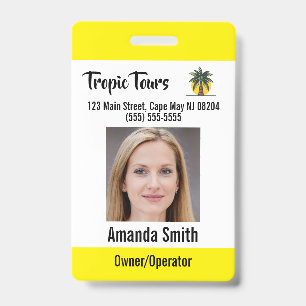Tour Guide Photo ID Yellow Badge