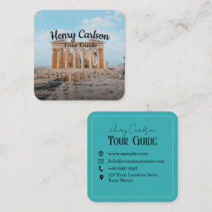 Tour Guide Travel Agent Turquoise Square Business Card
