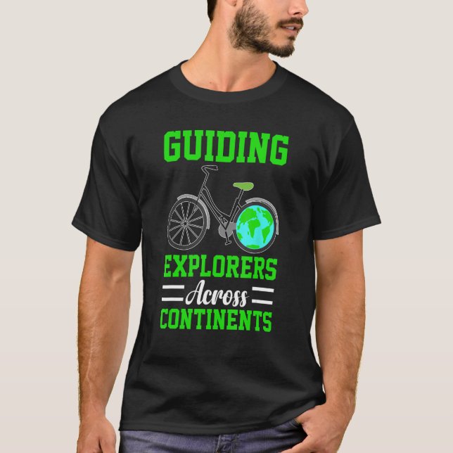 Tour Guide with Bike Cycling Guide Great Travel Gu T-Shirt (Front)
