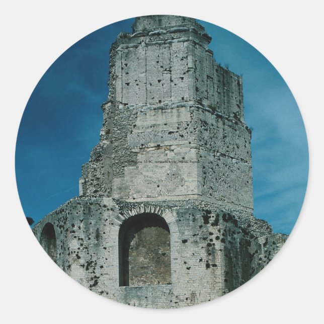 Tour Magne, 15 BC, ramparts tower, Nimes, France Classic Round Sticker (Front)
