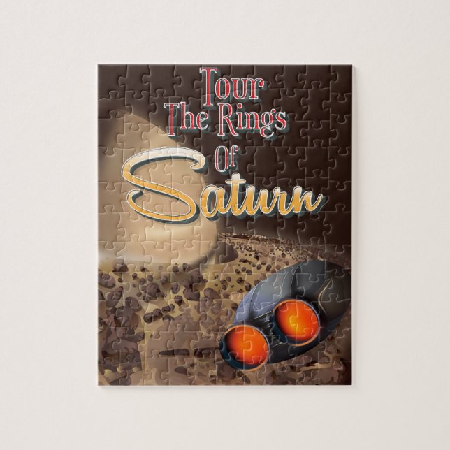 Tour the rings of Saturn Travel poster. Jigsaw Puzzle (Vertical)