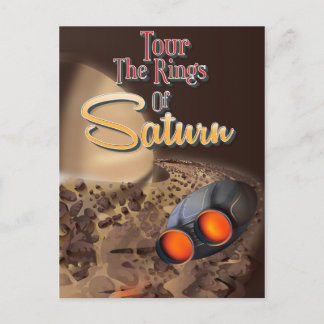 Tour the rings of Saturn Vacation poster. Postcard