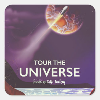 Tour the Universe vintage science fiction poster Square Sticker