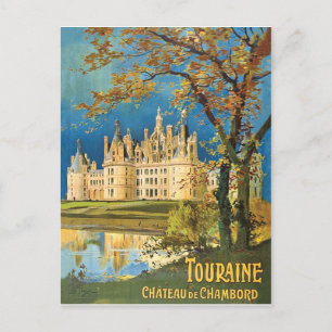 Touraine, Chateau de Chambord, France, vintage Postcard