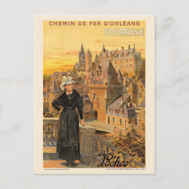 Touraine Loches France Vintage Poster 1906 Postcard (Front)