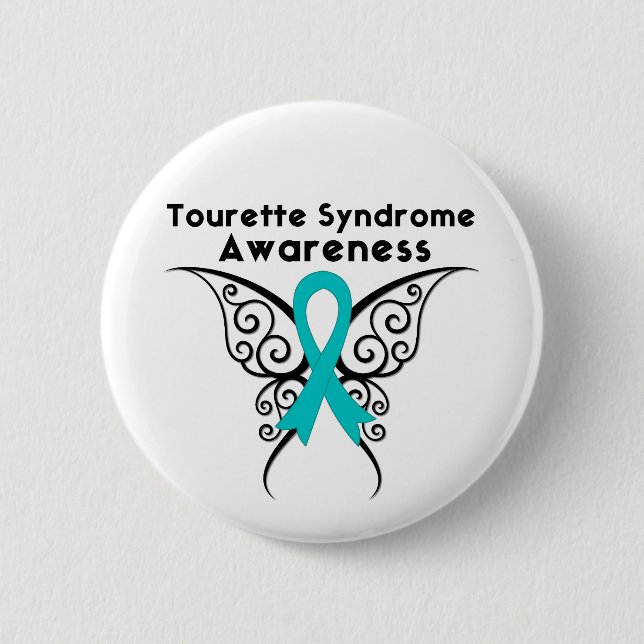 Tourette Syndrome Awareness Tattoo Butterfly 6 Cm Round Badge (Front)