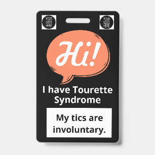 Tourette Syndrome Speech Bubble Volunteer Lanyard  ID Badge