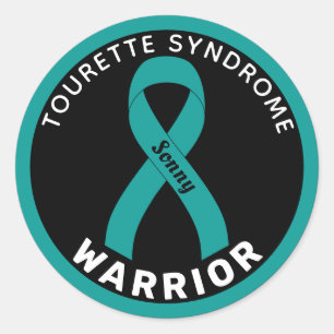 Tourette Syndrome Warrior Ribbon Black Classic Round Sticker