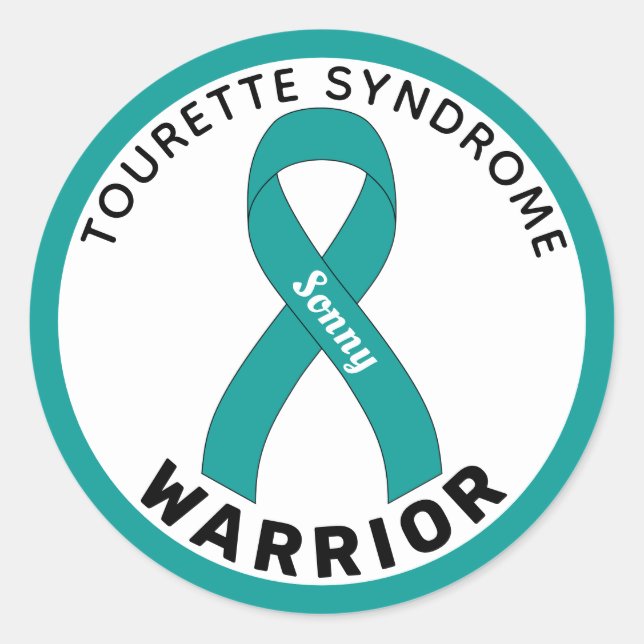Tourette Syndrome Warrior Ribbon White Classic Round Sticker (Front)