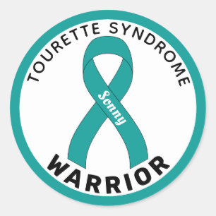 Tourette Syndrome Warrior Ribbon White Classic Round Sticker