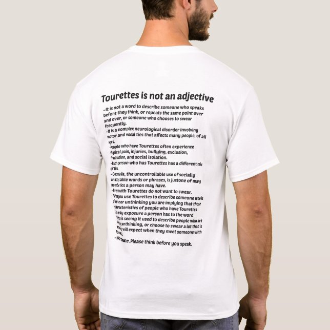Tourettes is not an adjective. T-Shirt (Back)