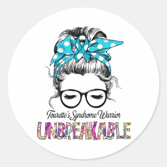 Tourette's Syndrome Awareness Ribbon Support Gifts Classic Round Sticker (Front)