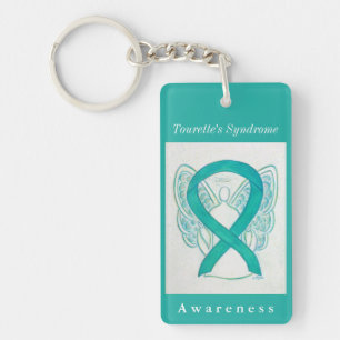 Tourette's Syndrome Ribbon Guardian Angel Keychain