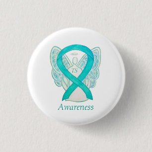 Tourette's (TS) Awareness Ribbon Teal Angel Pin